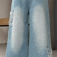 thumbnail image 6 of YunPes Girls Wide Leg Jeans Butterfly Embroidered Aesthetic Denim Pants High Elastic Waist Patchwork Jeans Y2K Cute Preppy Trousers, 6 of 8