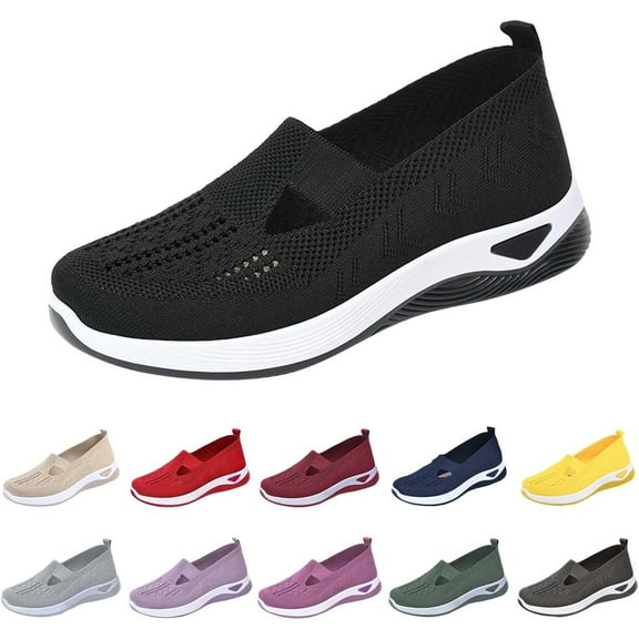 HeaCare Orthowalk Shoes for Women Orthopedic Arch Support Woven Mesh Breathable Soft Sneakers Slip On Wide Diabetic Footwear, 2025 New Mothers Day Gifts