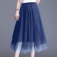 thumbnail image 3 of Women's Tulle Skirts Midi Elastic High Waist Pleated Mesh Flowy A-Line Party Long Skirts Navy S, 3 of 4