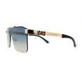 thumbnail image 3 of Elegant Rimless Flat Top Mobster Shield Racer Sunglasses Gold Blue Brown, 3 of 4