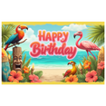 thumbnail image 3 of Colorful Design Happy Birthday Tropical Beach Banner Decorative Flamingo Parrot Floral for Beach Party Celebration Kids, 3 of 8