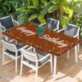 thumbnail image 2 of Happy Birthday Table Cloths for 6 Foot Rectangle Tables, Brown Modern Abstract Art Patio Waterproof Elastic Fitted Tablecloths, Washable Rectangular Table Cover for Camping, 2 of 8