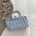 thumbnail image 4 of Bolsa de compras de gran capacidad para mujer de hombro de felpa de color sólido (Azul) Ehuebsd Para Estrenar, 4 of 9