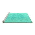 thumbnail image 2 of Ahgly Company Machine Washable Indoor Round Abstract Turquoise Blue Modern Area Rugs, 8' Round, 2 of 4