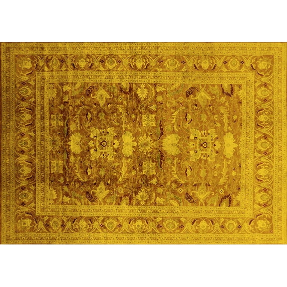 Ahgly Company Indoor Rectangle Oriental Yellow Traditional Area Rugs, 5' x 8'