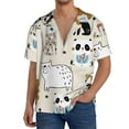 thumbnail image 3 of Naloa Hand Drawn Animals Men's Loose Fit Cuban Collar Short-Sleeve Shirt with Button-down and Chest Pocket for Everyday Wear Outings - X-Large, 3 of 7