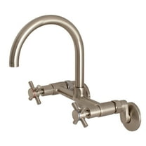 Kingston Brass KS414SN Concord 8-Inch Adjustable Center Wall Mount Kitchen Faucet, Brushed Nickel