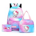 thumbnail image 1 of 3pcs Sanrio Hello Kitty Colorful Backpack with Lunch Bag for Women Student Teenagers Rucksack Casual School Bags Sets, 1 of 7