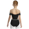 thumbnail image 2 of vastwit Combinaison de Danse Ballet à Manches Courtes avec Strass pour Filles, Noir 6, 2 of 6