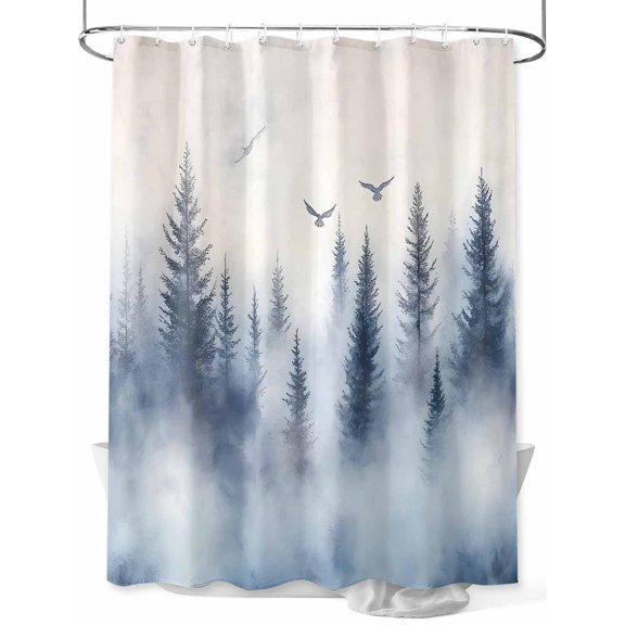 Shower Curtain Mountain Forest Shower Curtains for Bathroom, Waterproof Polyester Shower Curtain Set with Hooks, Small Stall Size 36" x 72" Landscape