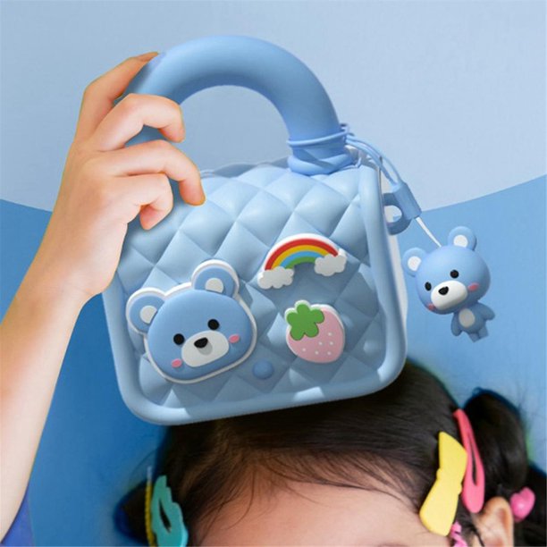 Bolsa de cámara multifuncional para niños Monedero de mano lindo portátil Accesorios de cámara, azul