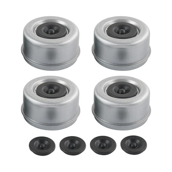 Rongsi 4pcs 2.72" Trailer Axle Wheel Hub and Bearing Dust Cap with Extra 4 Rubber Plugs for Most 7000-8000 lb Wheel Hubs Trailer Dexter EZ Lube Camper RV Bearing Dust Cap