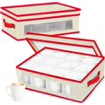 thumbnail image 1 of Boîte de Rangement pour Tasses, Conteneurs de Rangement pour Tasses de Noël avec Séparateurs, 2 Pack Coque Rigide pour 24 Tasses à Thé et Tasses à Café (Beige), 1 of 8