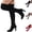 Black, variant on Knee High Boots Women Fall Winter Faux Suede Wide Calf Wedge Thigh High Boots Stretch Trendy Tall Above the Knee Chunky Heels (Black)