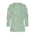 thumbnail image 5 of BangWanChi Womens Summer Tops with Sleeves Women's Fashionable Casual 3/4 Sleeve Off Shoulder V-neck Printed Top, 5 of 5