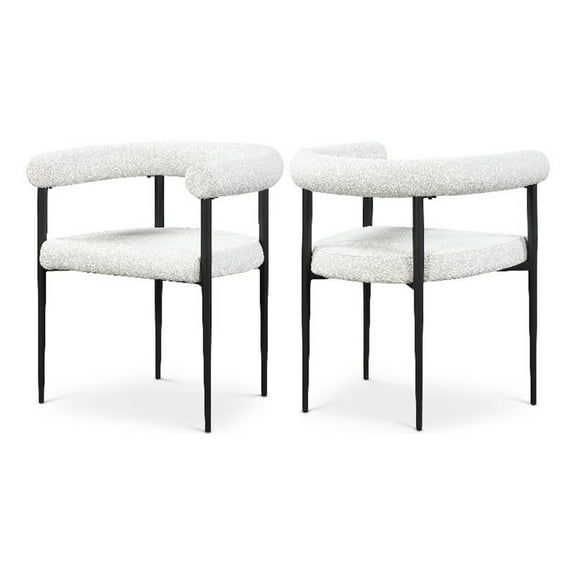 Pemberly Row Modern Cream Boucle Fabric Dining Chair (Set of 2)