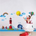 thumbnail image 1 of Adhesivo de pared de habitación infantil con dibujo de faro de ballena vívida, decoración de pared del dormitorio y sala de estar, pegatinas de pared para habitaciones de niños - -, 1 of 4