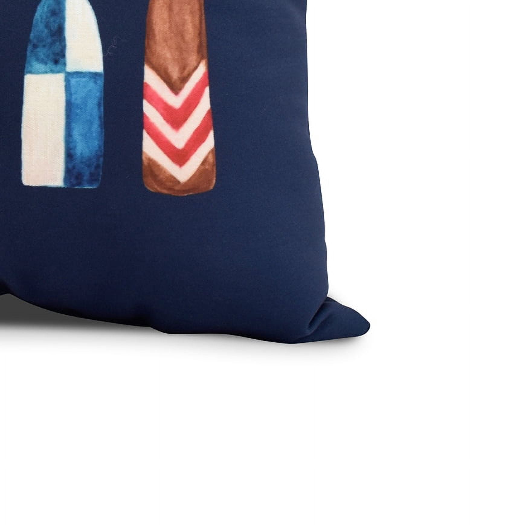 Simply Daisy, 18 x 18 inch, Oar Multi Painted, Geometric Print Pillow, Navy