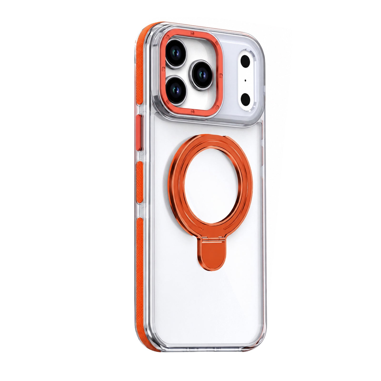 Clear Hybrid Case with Built-In Kickstand for iPhone 17 Pro Max - Orange