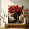 thumbnail image 6 of African American Woman Red Flowers Canvas Wall Art，Suitable for Living Room，Bedroom，Bathroom，Office，Dining Room Decoration, 6 of 8