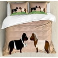 thumbnail image 1 of Dachshund King Size Duvet Cover Set, Cute Groom and Bride Dogs Marriage Themed Ceremonial Illustration Cartoon Style, Decorative 3 Piece Bedding Set with 2 Pillow Shams, Multicolor, by Ambesonne, 1 of 3