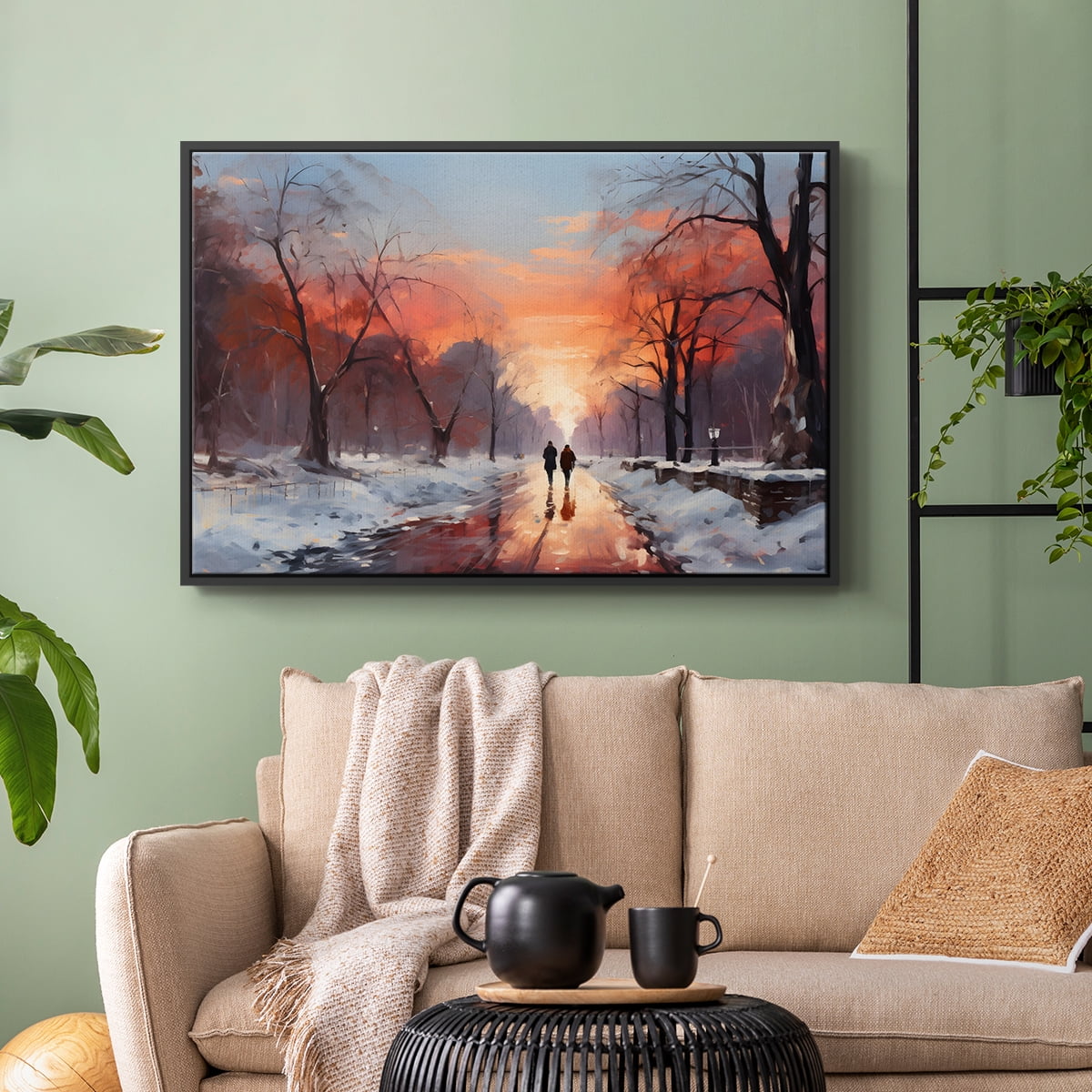 Vintage Landscape-CCXXIV By Wexford Home Framed in Black Wood Gallery Wrapped Canvas 27 in. x 41 in.