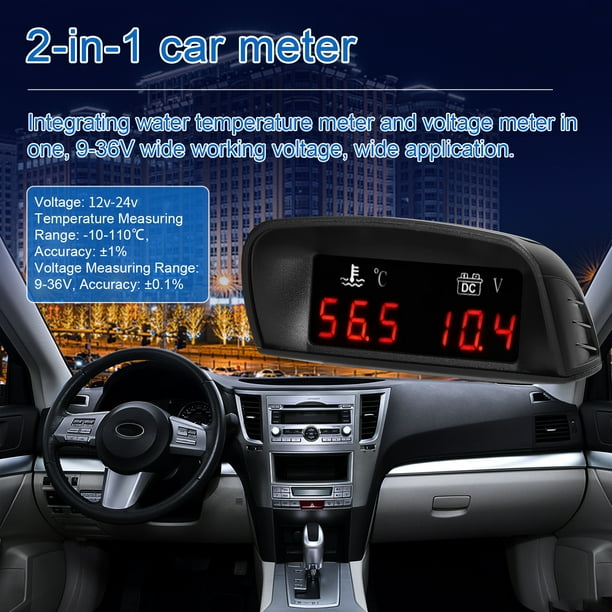 Voltímetro 2 En 1, Medidor Digital Universal Para Coche, Medidor De Voltaje Y Temperatura Del Agua, Voltímetro Con Sensor 1/8NPT Para Coche, Camión, SUV, RV