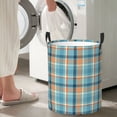 thumbnail image 7 of DouZhe Waterproof Collapsible Large Laundry Baskets, Classic Orange Blue Plaid Prints Circular Hamper with Handles, 7 of 7