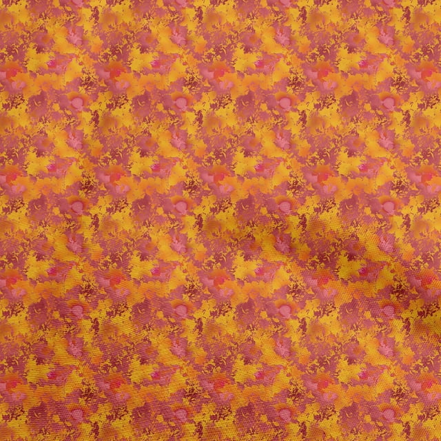 oneOone Rayon Mustard Yellow Fabric Abstract Sewing Material Print Fabric By The Yard 56 Inch Wide