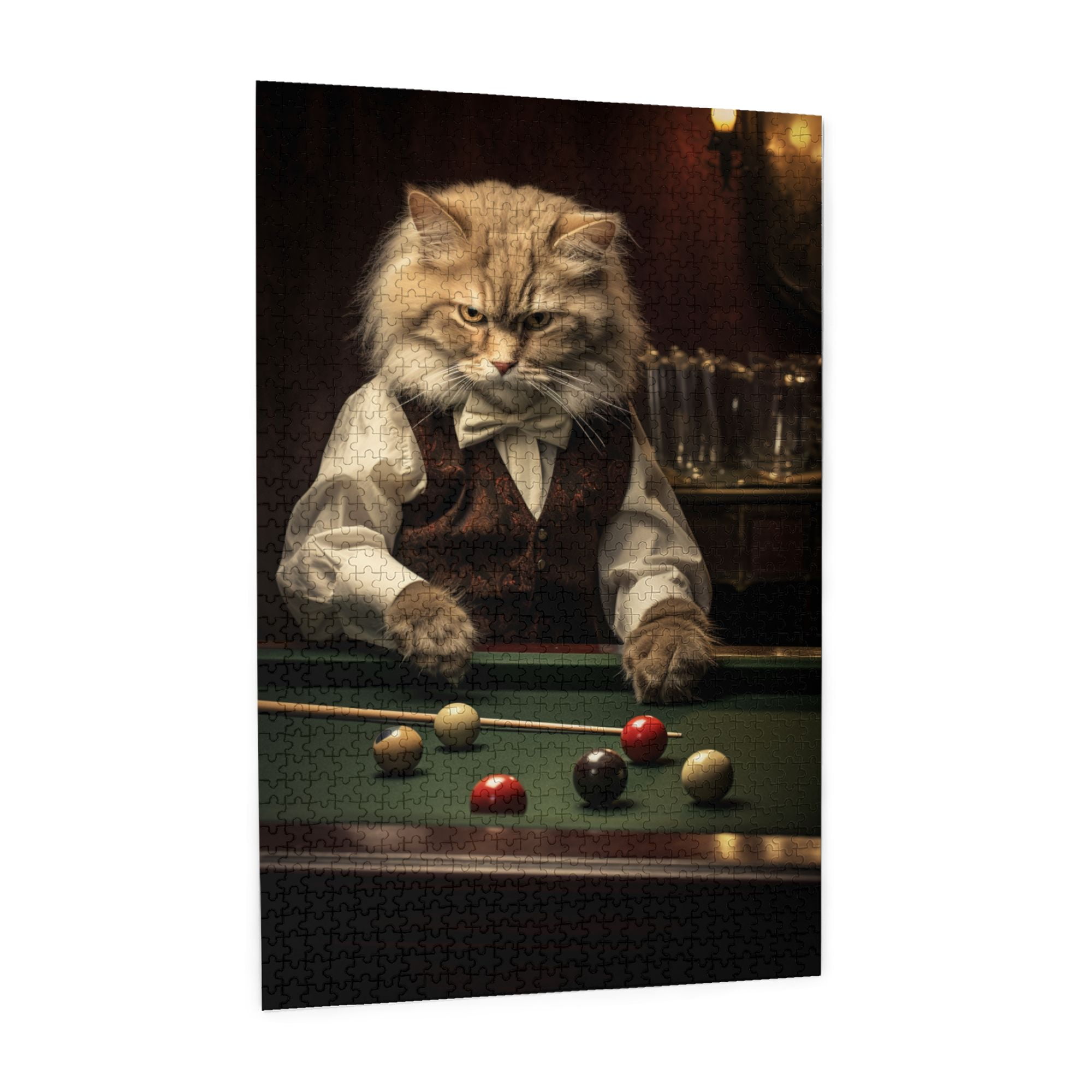 1000 PCS Cat'S Billiards Time 1000 Piece Puzzle For Adults,Funny Animal Wooden Puzzles Art Artwork,Enjoy The Puzzle Solving Process,Gift For Cat & Billiards Lovers,Unique And Beautiful Design