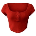 thumbnail image 4 of Rhuody Womens Summer Tops Spring Short Sleeve Button Down Collar Slim Fit Cropped See Through Tee For Adorable Clothes Rd1 M, 4 of 5