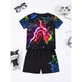 thumbnail image 4 of WIBACKER 2-Piece Summer Pajamas for Kids Boys Spider Short Sleeves Tee and Shorts Toddler Cool PJs Set Size 3-12Y, 4 of 13