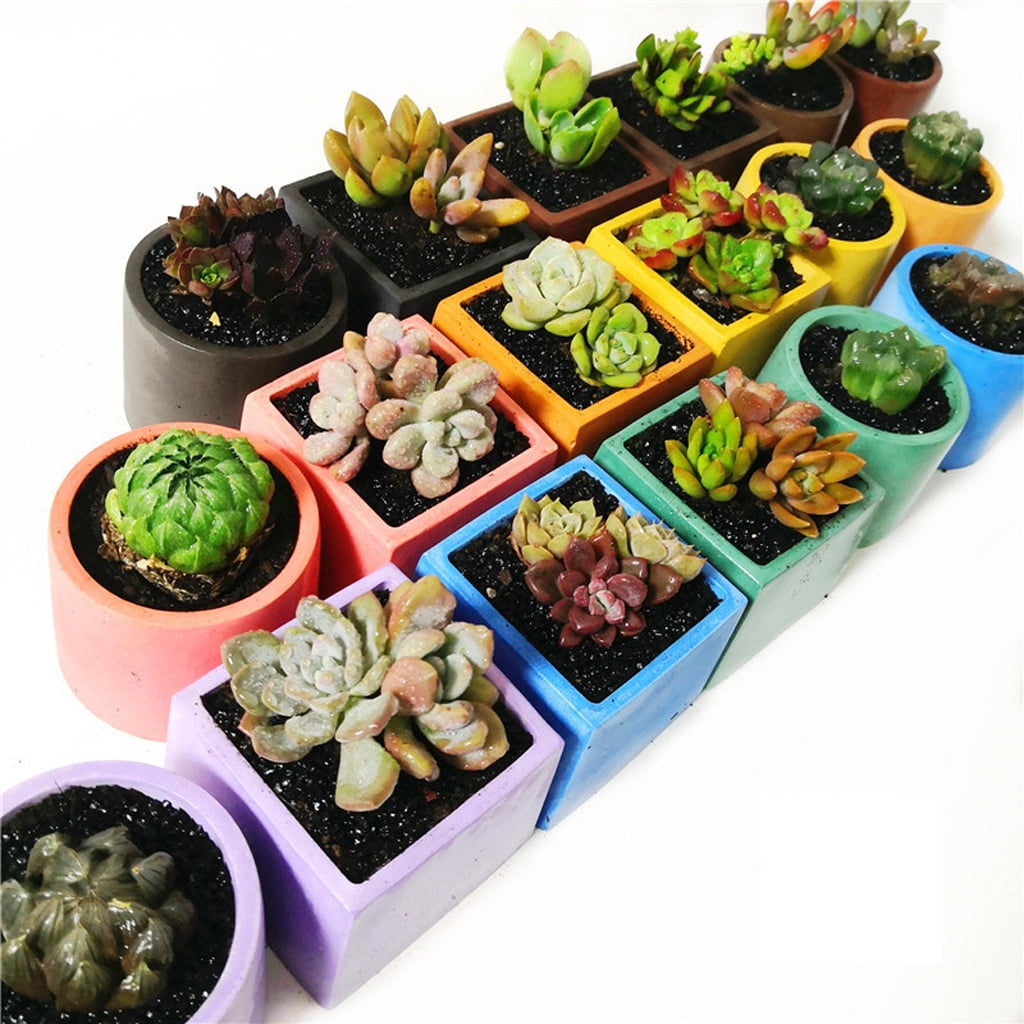 Techinal Concrete Flowerpot Mold Sqaure Round Resin Succulent Plants Pot Silicones Molds