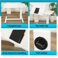 thumbnail image 4 of Ergonomic Adjustable Overbed Bedside Desk with Height Adjustment, Smooth Rolling Wheels Portable Bedside Table for Working, Reading, and Dining (White), 4 of 12