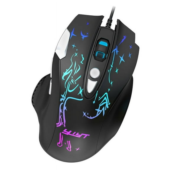 Wired RGB LED Gaming Mouse 6400 DPI Mice with Side Buttons Comfortable