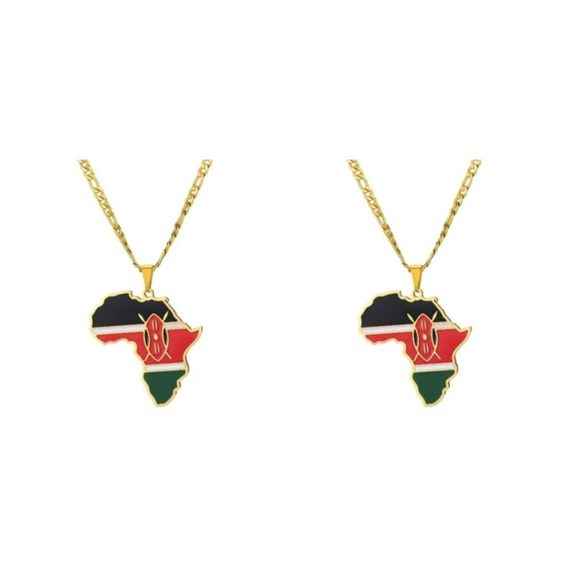 Baohd Lightweight And Comfortable Necklace Featuring Africa Map Pendant Minimalist Kenya 2Set