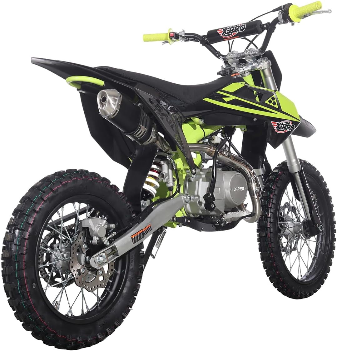 X-Pro Brand New Sail 125cc Dirt Bike with 4-Speed Manual Transmission Kick Start, Big 17"/14" Tires!