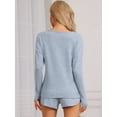thumbnail image 4 of DARING DIVA Women's Long Sleeve Elastic Waistband Top and Shorts Lounge Set S BLue, 4 of 6