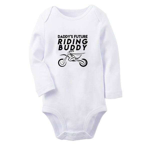 Daddy's Future Motocross Riding Buddy Funny Rompers, Newborn Baby Unisex Bodysuits, Infant Jumpsuits, Toddler 0-12 Months Kids Long Sleeves Oufits (White, 6-12 Months)