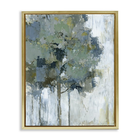 Stupell Industries Flecked Tree Abstraction Plants & Flowers Painting Gold Floater Framed Canvas Art Print Wall Art, 17 x 21