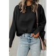 thumbnail image 3 of FOLUNSI Elegant Drop Shoulder Knit Sweater | Split Cuff | Black Solid, 3 of 8