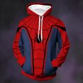 thumbnail image 2 of Unisex Spider Superhero Cosplay Hoodie, 3D Web Printed Long Sleeve Drawstring Hooded Sweatshirt Pullover for Halloween Party, Red, L, 2 of 4