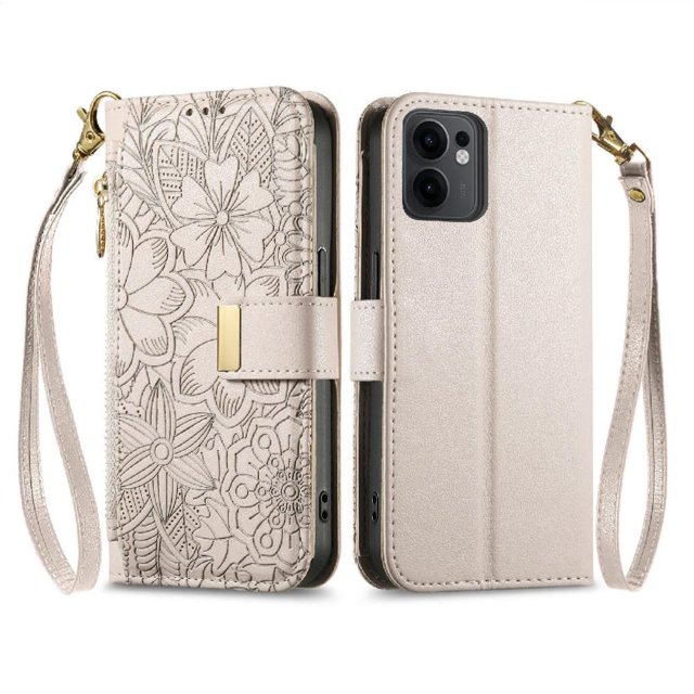 Flip Case for FOXDOCK OPPO Reno 13 Pro Kickstand Viewing Gift Choice Floral Embossed Full Protection Wallet Function