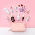 thumbnail image 4 of Large Capacity Travel Cosmetic Bag Portable Toiletries Bathroom Washbag Waterproof PU Leather Makeup Zipper Pouch Storage Bags (Pink), 4 of 7