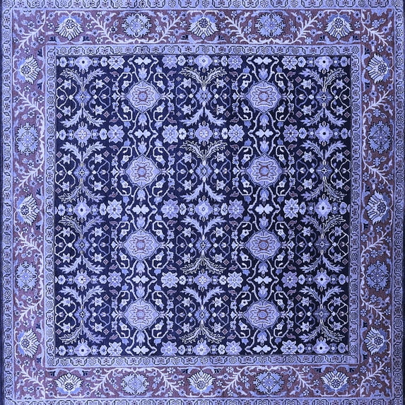 Ahgly Company Machine Washable Indoor Square Oriental Blue Traditional Area Rugs, 8' Square