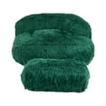 thumbnail image 3 of Bean Bag Chair with Footstool, Comfort Loungeger High Back Bean Bag Chair for Adults, Plush Lazy Sofa Oversized Armchai for Living Room Bedroom Game Room, Emerald, 3 of 7