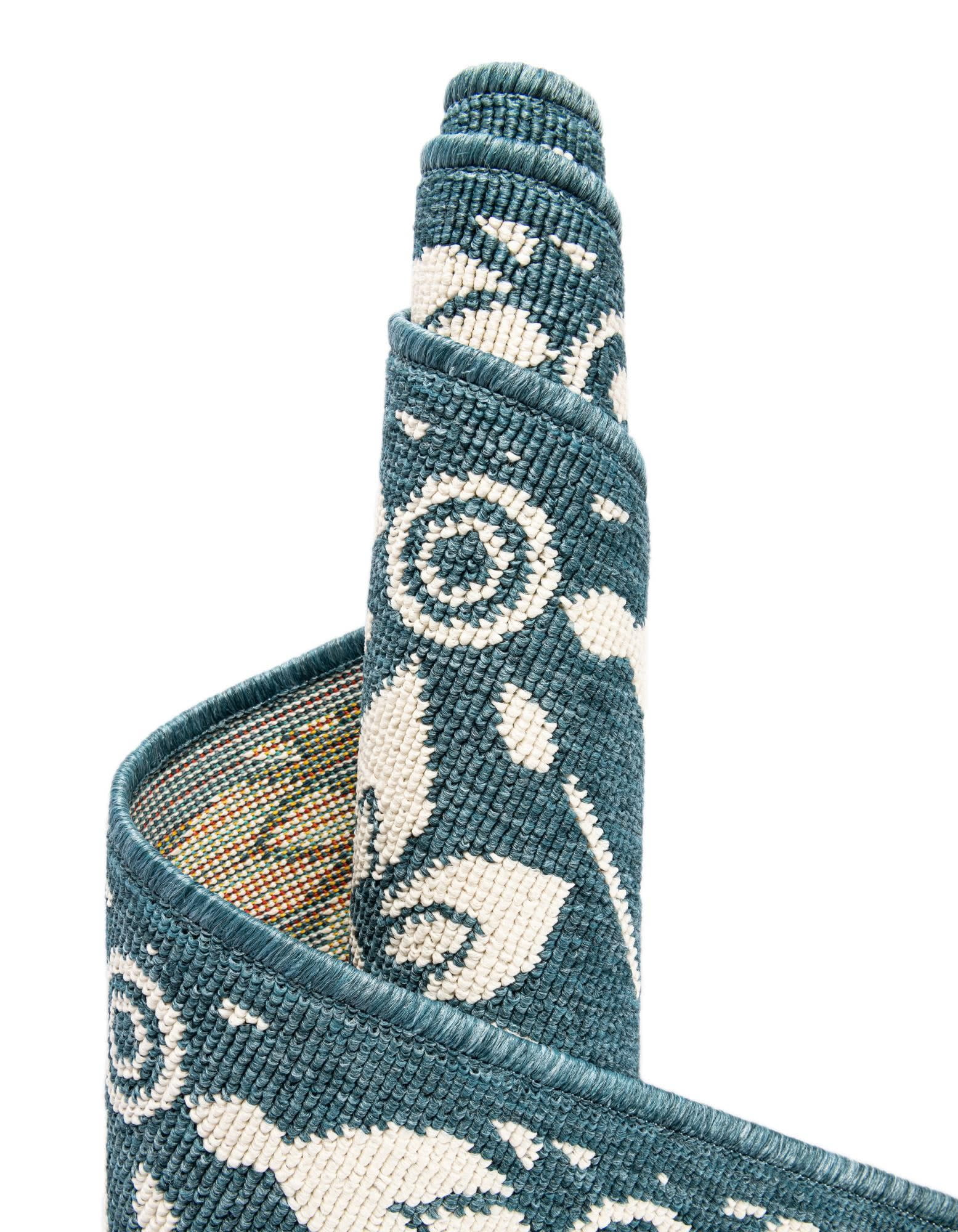 Unique Loom Outdoor Trellis Collection Area Rug - Tiles (2' x 3' 1" Rectangle Navy Blue/Ivory)