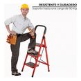 thumbnail image 3 of Escalera Tipo Banco 3 Peldaños Plegable Antiderrapante Portatil Rojo, 3 of 5