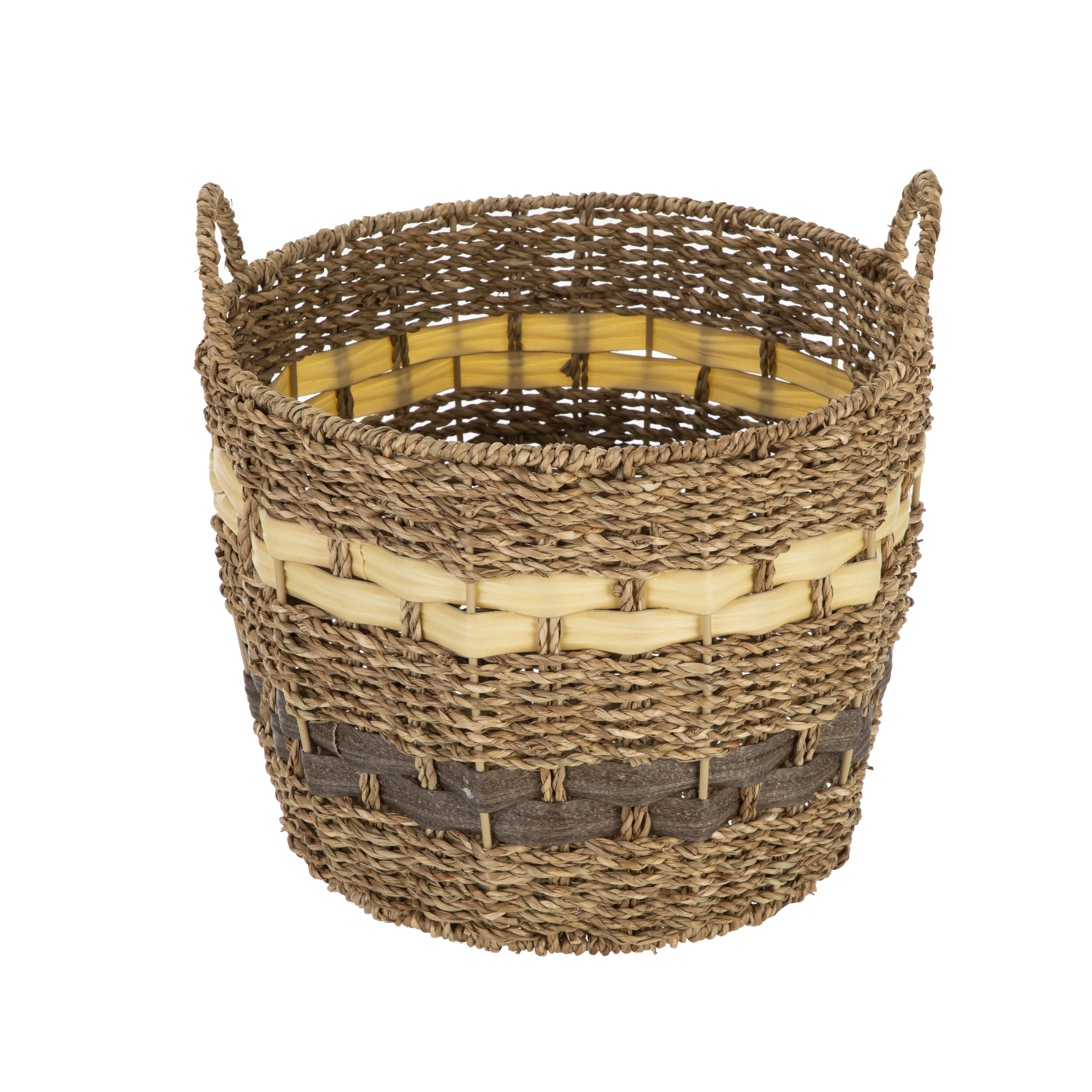 Homezone Brown and Yellow Handwoven Seagrass Basket