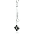 thumbnail image 2 of Lavari Jewelers Flora Women's Black Onyx Double Flower Pendant Necklace in 925 Sterling Silver with Cubic Zirconia - 16- 18 Inch Adjustable Cable Chain, 2 of 8